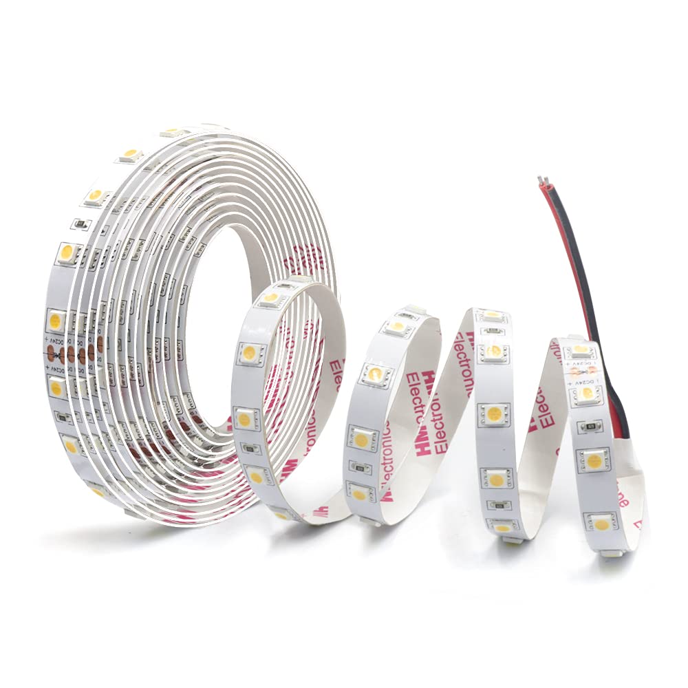Arotelicht 5m LED Strip 24V Warm White Light Strip 5050 Light Bar IP20 3000K 300LEDs Strip DIY Tape Lights dimmable for Indoor Decoration