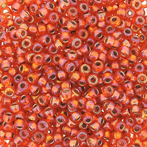 Miyuki Round Seed Bead Size 8/0 22g-tube Silverlined Orange AB