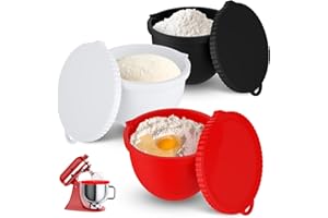 COOBL Silicone Bowl Liners for 5 QT KitchenAid Mixers, 3 Set Silicone Bowls with Lids,Quick Replacement, Multi-Occasion
