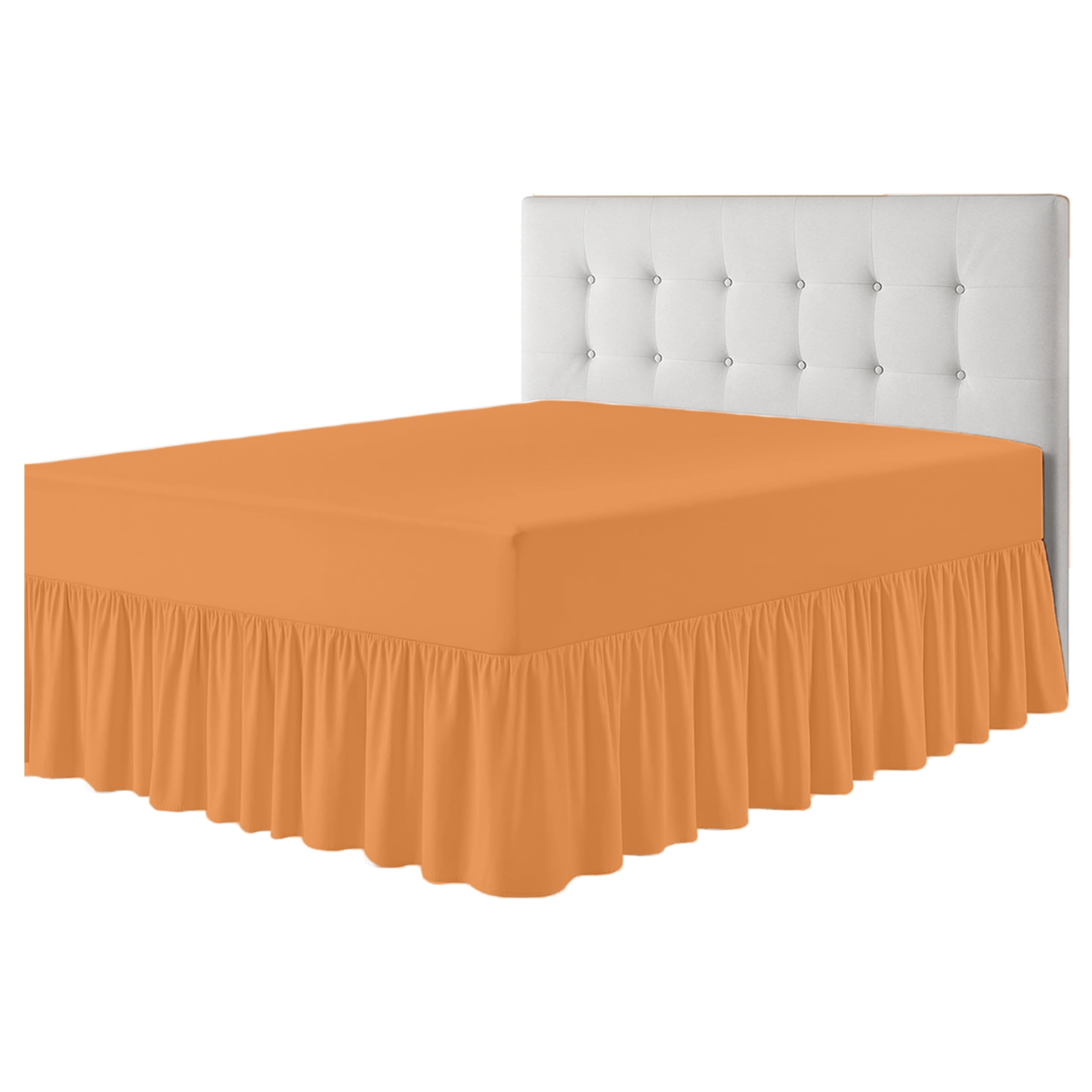 Rohi Luxury Deep Fitted Valance Sheet Super King - Easy Care Plain Dyed Valance Fitted Sheet with 30cm Deep Frill - Hypoallergenic - Fit over Mattress (Super King, Peach) — image 1