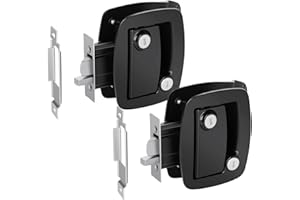 BEBOBLY 2 Packs RV Locks for Travel Trailers, RV Entry Door Lock with Paddle Deadbolt, 100% Zinc Alloy Metal Camper Door Latch Replacement Kit, with RV Keys for Camper Cargo Hauler, Black