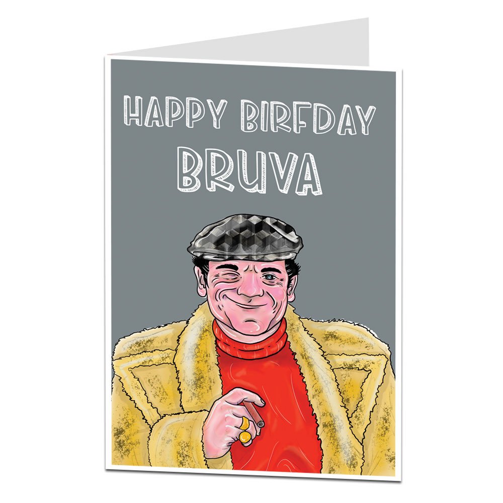 Birthday Card for Brother "Bruva" Funny Quirky Design Blank Inside for Your Own Personal Message