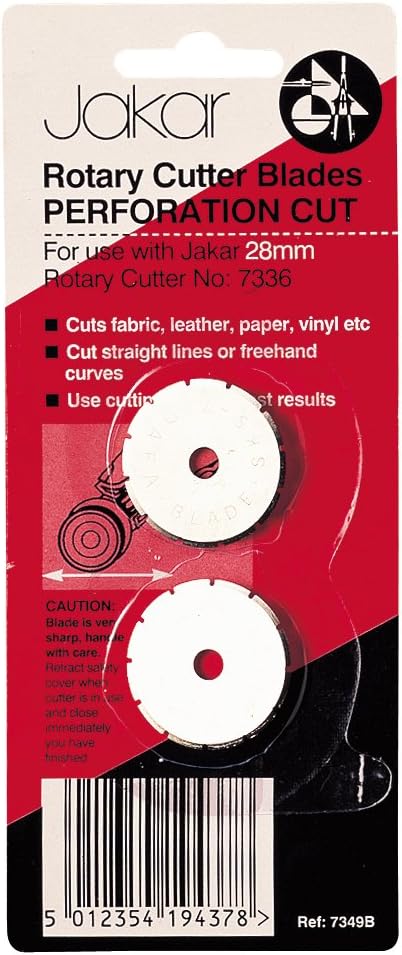 Jakar 28mm Rotary Cutter Perforation Cut Spare Replacment Blades (2 Pack) For Quilters Sewing Fabric Craft Quilting Cutting Tool