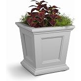 Mayne Fairfield 16in Self-Watering Square Planter, White | Self-watering, All season, Fade resistant, Double-wall design, 15-year warranty
