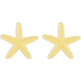 Summer Beach Large Starfish Earrings for Women Geometric Gold Star Earrings Hypoallergic Statement Earrings Gold/Silver Fashion Starfish Studs Summer Beach Ocean Jewelry Gift