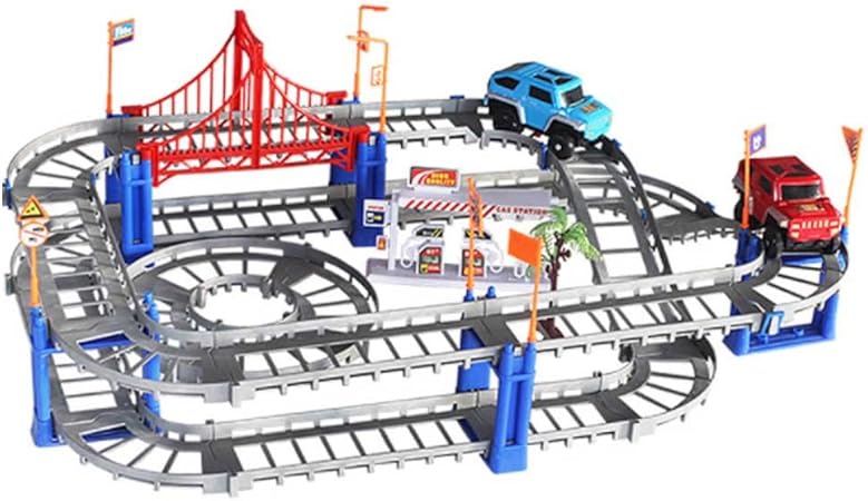 Amazon おもちゃ 玩具 車レールセット トラックス ミニカー レースカー 電動車 Diy おもちゃ マジック プラスチック レール 子供プレゼント 男 誕生日 クリスマス 高架橋セット ミニカー ダイキャストカー おもちゃ
