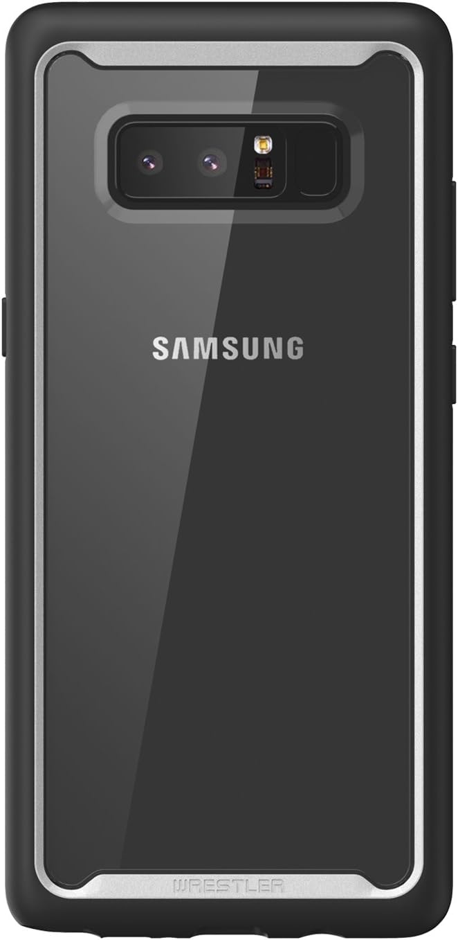 Galaxy Note 8 Case, Wrestler Protective Phone Cover Casing with Clear Hard Back and Color Shock Absorption Bumper Frame for Galaxy Note 8 (Black)