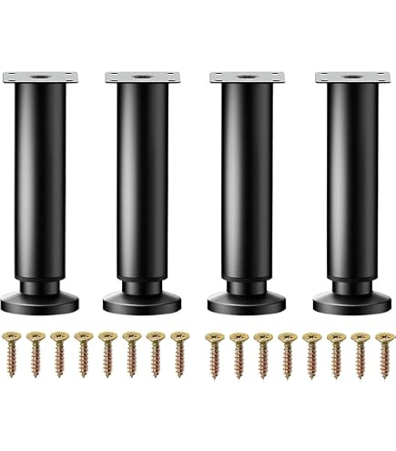 4-Pack Metal Adjustable Bed Legs – 7 To 12 Inch Height – Heavy Duty Cold Rolled Steel – 660 Lbs Per Leg – Black Matte Finish – For Bed Frames, Couches, Tables, Cabinets