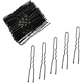 100 PCS Invisible Wave Hairgrip U Shaped Hair Pins Kit Large Heavy Duty Crinkled Hair Pins for Women and Ballet Bun with Box (2.4 in, Black)