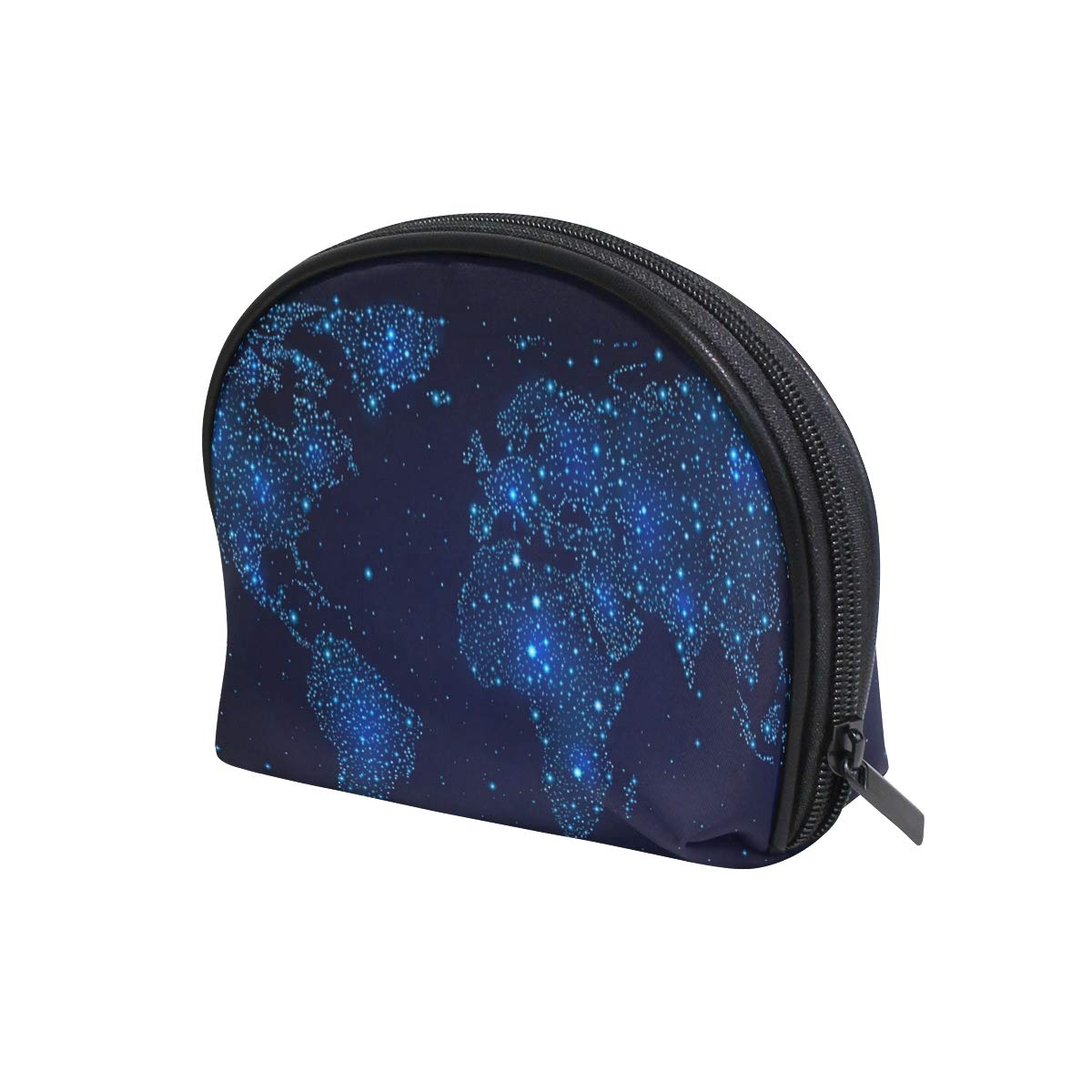 U LIFE Stars Galaxy World Map Cosmetic Bag Makeup Travel Organizer Storage Pouch Purse for Women Girls