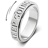 Fidget Toys Adults Anxiety Ring for Women: Fidget Spinner Cute Keep Going Symbol Thumb Ring Stainless Steel Gold Silver Black Size 5 6 7 8 9 10