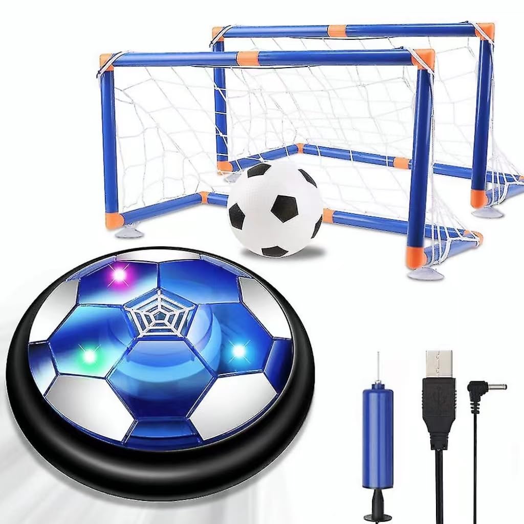 NIWWIN Air Power Soccer Ball, Rechargeable Hover Ball with LED Lights, Includes Net and Goal to Simulate a Soccer Game, Indoor and Outdoor Toy for Children Ages 3-12.