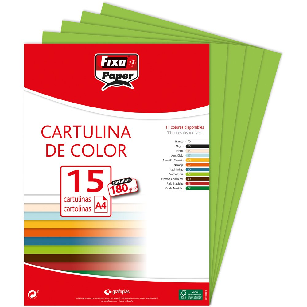 Fixo 11110627 – Pack of 15 Card, A4, Lime Green — image 1