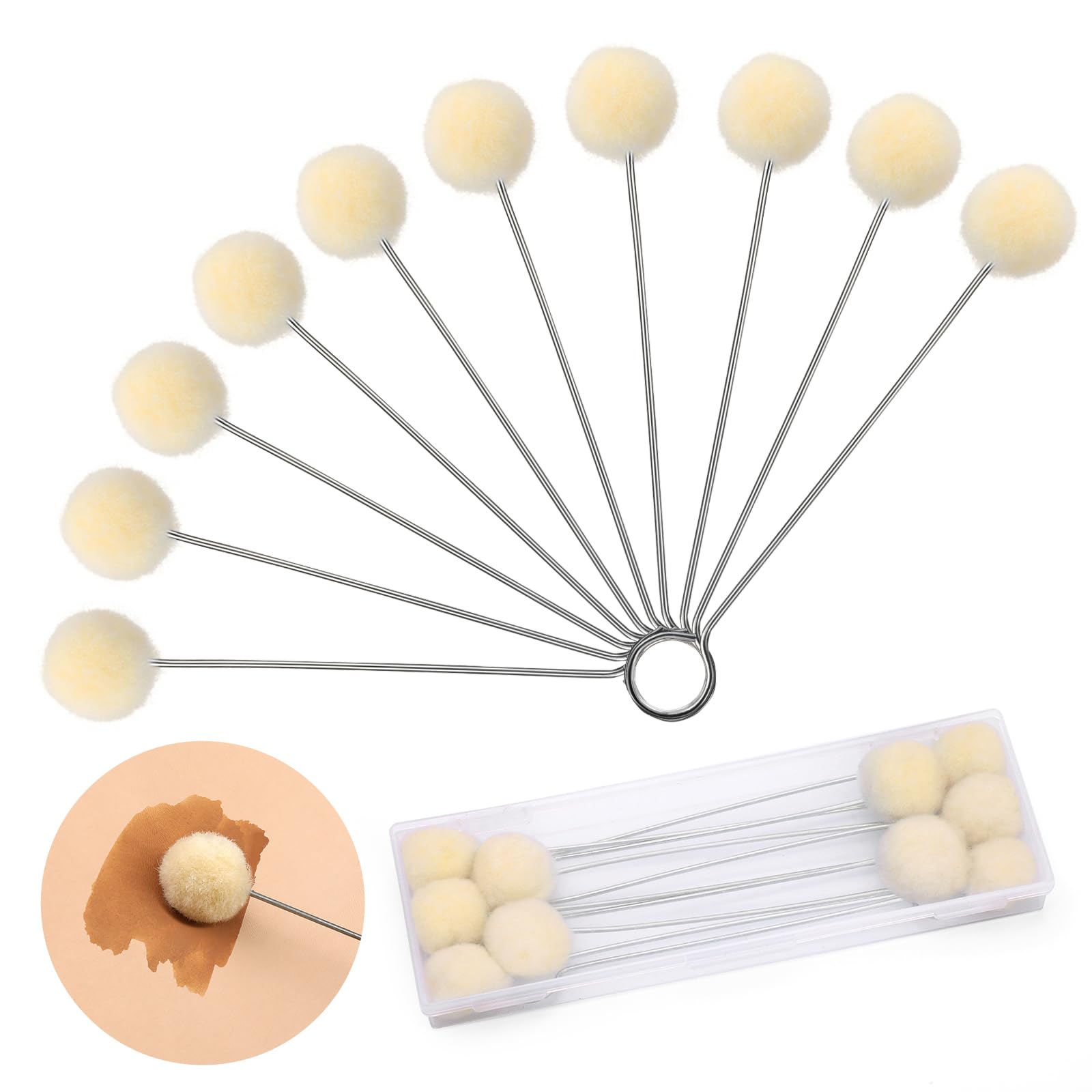 Photo 1 of BUTUZE Wool Daubers Wool Daubers Ball Brush Leather Dye Tool with Metal Handle Wool Daubers for Leather Dyes for DIY Crafts Projects (10 Pcs)