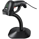Symcode USB 1D Barcode Scanner with Stand Handheld Wired Laser Barcode Reader Scanner with Gooseneck Stand and Cable Twilight Blac