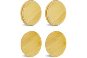 TERESRY Replacement Wooden Lids for Pyrex, Anchor Hocking Glass Containers 7200 * 4, Bamboo Lids for Pyrex 2Cup Glass Bowls, Bowl Covers with Leakproof Silicone Gasket 4 Pack