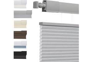 Tonature No Tools No Drill Top Down Bottom Up Cellular Shades for Windows, 1" Light Filtering Fabric, Cordless Honeycomb Indoor Window Blinds, Thermal Insulated Noise Reduction, 45" W x 36" H, Grey