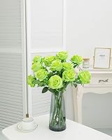 Tifuly 12 PCS Artificial Roses 50cm Silk Long Stem Bouquet Green view 2