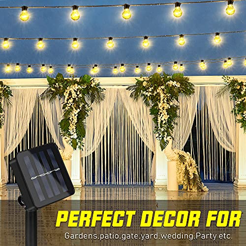 Solar Lichterkette Außen, 5M 20er LED Aussen Solar Glühbirnen Lichterkette, 8 Modi Wasserdicht IP65 Solarbetriebene Lichterkette, Warmweiß Garten Lichterkette Beleuchtung für Party Garten Hof Balkon