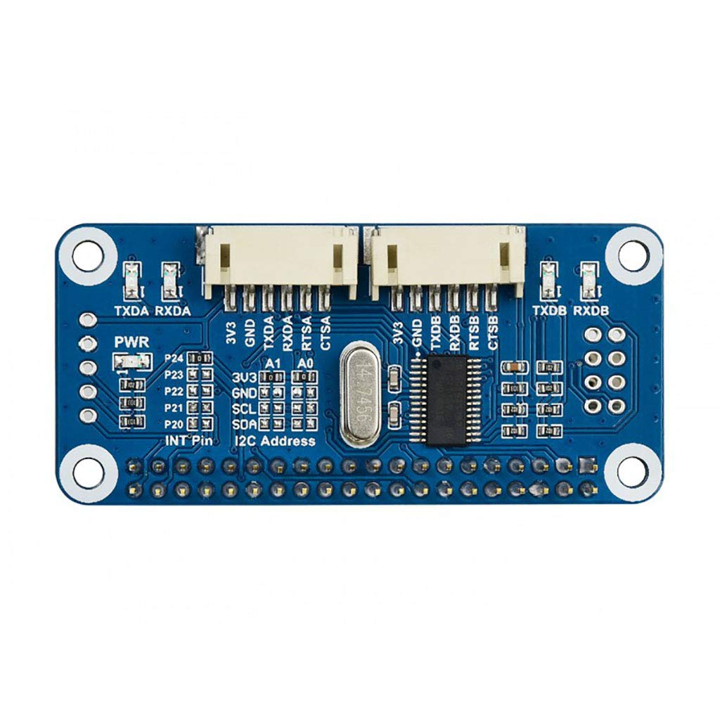 Waveshare Serial Expansion HAT for Raspberry pi Onboard SC16IS752 2 Channels(2-ch) UART 8 GPIOs I2C Interface Stackable to 16 Modules to 32-ch UART