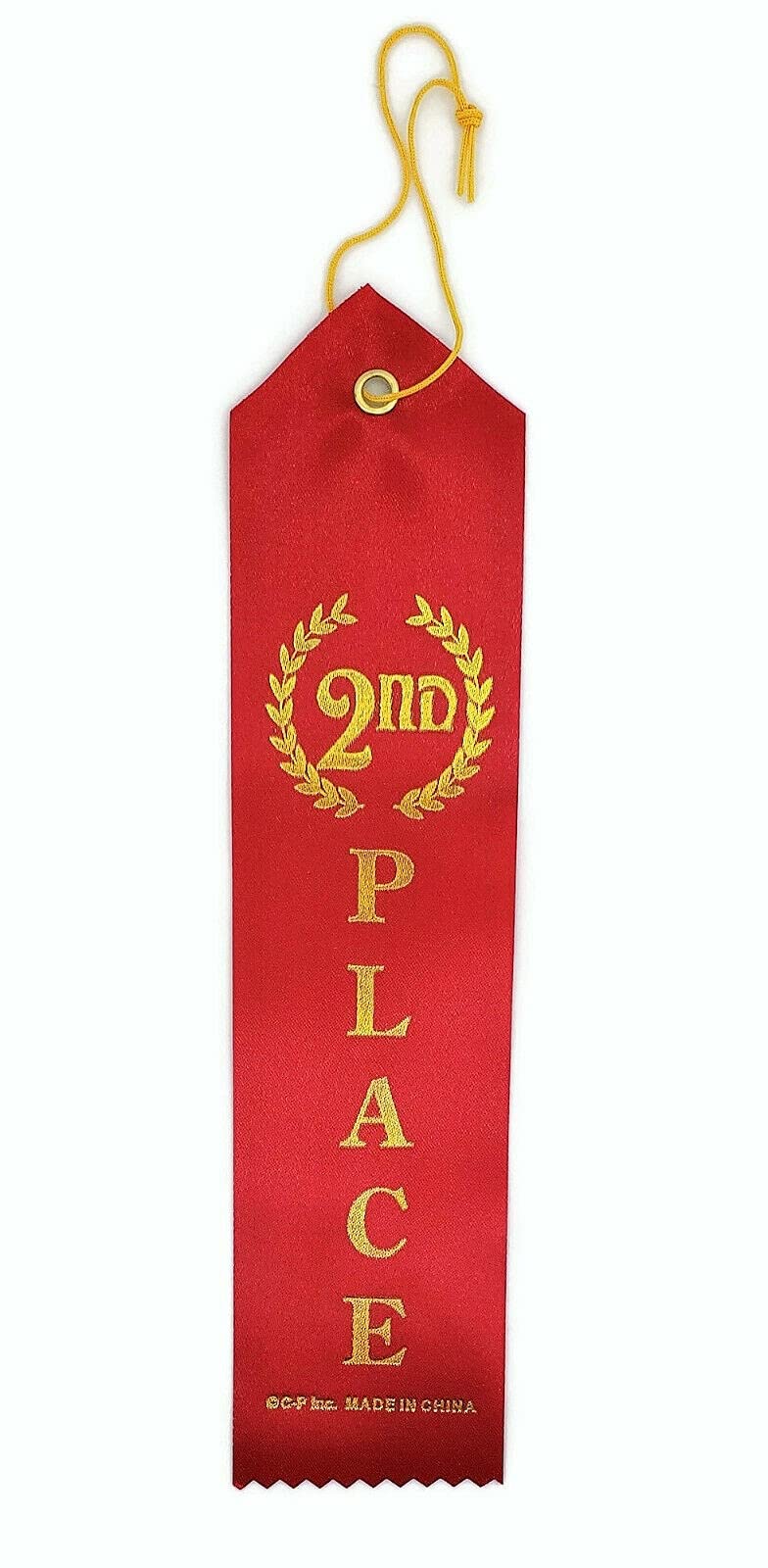2nd Place (Red) Award Ribbon with Card & String