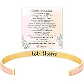 BlingNook Let Them Motivational Color Bangle, Stainless Steel Self Worth Inspirational Cuff Bracelets with Hidden Message Engraved Friendship Bracelet Jewelry Gift for Women Sorority Sisters Friends