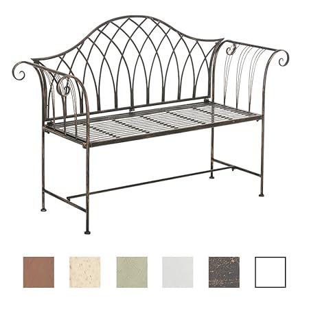 CLP Gartenbank Jamee aus lackiertem Eisen I Sitzbank im Jugendstil I Eisenbank mit 2-3 Sitzplätzen I erhältlich Bronze