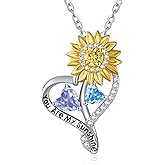 Zeuslia Valentine's Day Gifts for Wife 925 Sterling Silver Double Birthstone Pendant Necklaces I Love You for Always and Forever Necklace Anniversary Birthday Gifts for Wife Girlfriend Mom Her