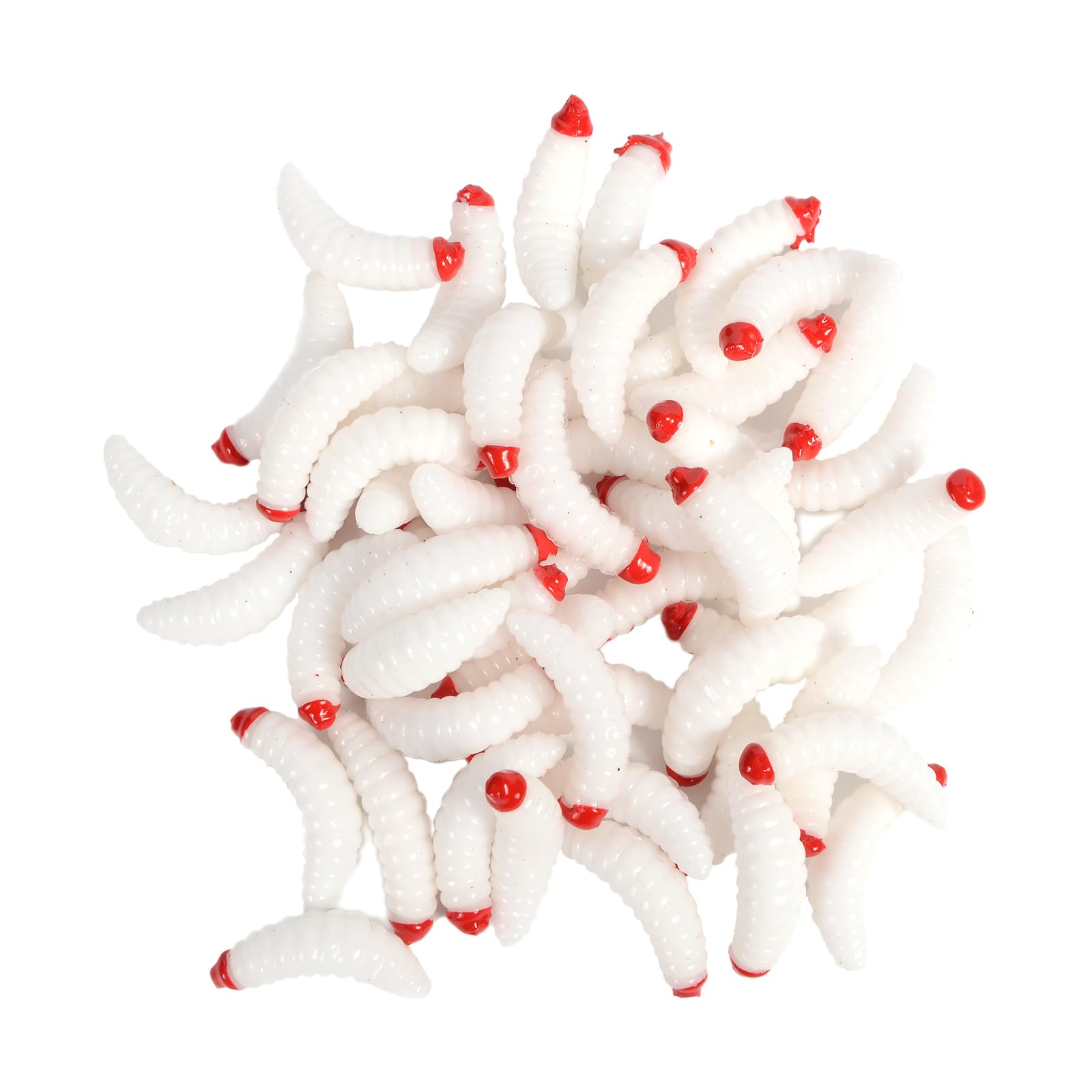 Worms for Fishing Soft Lures, 100Pack Simulation Earthworm Fake Worm Soft Fishing Lures, Soft Plastic Worms Lures, Bass Fishing Lure Baits, Worm Fishing Lure for Saltwater Freshwater (White)