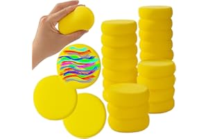 AYAYGD 30 Pack Round Painting Sponge 2.9 inch Artist Sponges Yellow Ceramic Sponges Watercolor Synthetic Sponge Clay Sponge Face Painting Sponges