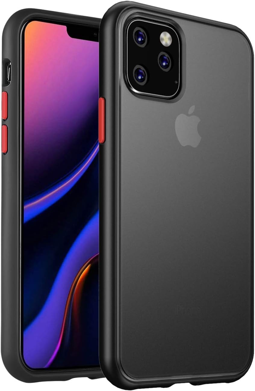 MANLENO Hybrid Shockproof iPhone 11 Pro Case, [Military Grade Drop Protection] Matte Case Cover Soft Bumper Non Slip Protective Case for iPhone 11 Pro 5.8 Inch (Black)
