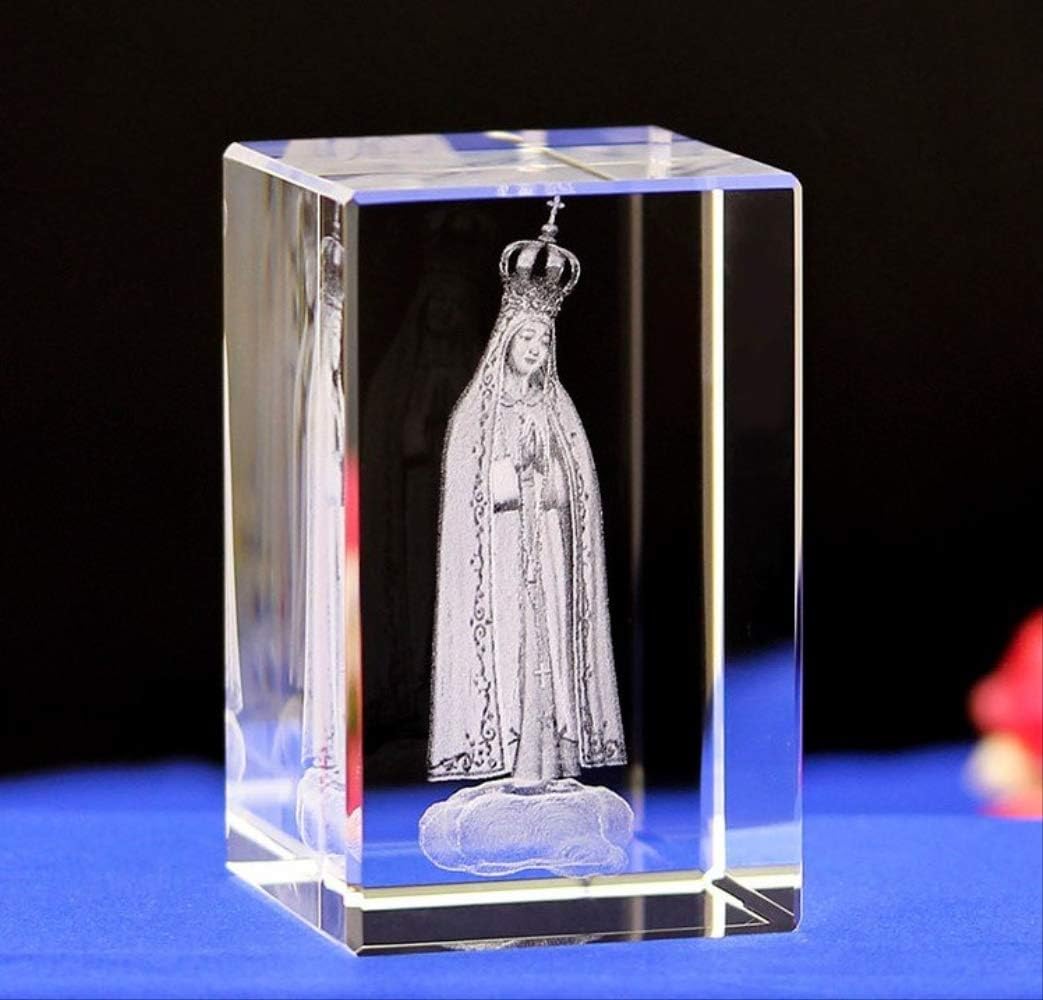 ZAAQ Figurine Ornaments Gifts Home Decor Accents Laser Cube Engraver Virgin Mary Christian Catholic Statues Crystal Engraving Creative Gift Decoratio