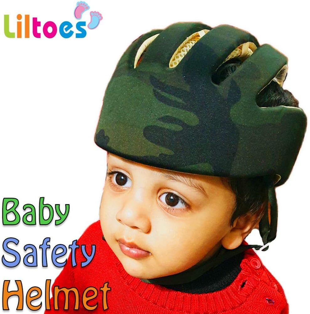 Liltoes Baby Safety Helmet Camouflage (Olive Green), Corner Guard with Proper Ventilation