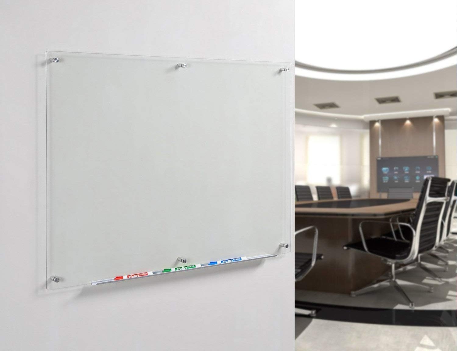 Audio-Visual Direct Clear Glass Dry-Erase Board Set - 80 cm x 110 cm - (Non-Magnetic), Clear Transparent (80 cm x 110 cm), 80 x 110 cm - Image 4
