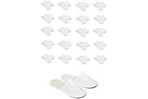 CHOCHILI 20 Pairs Fabric Packed Economy Disposable Hotel Slippers for Airbnb Spa Salon Party Wedding Guests - Fits up to Adult US Men Size 10 & Women Size 11, White