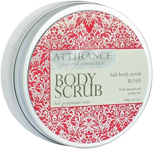Attirance - Salt Body Scrub - Rose - 10.5oz - All Natural with Rose Essential Oil, Almond Oil &amp; Mango Butter