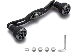 HEIGHTEN 110mm/120mm Fishing Reel Handle for Shimano Daiwa Abu Garcia Penn Kastking Lew's Baitcasting Reel Power Crank Accessory (Black & Silver, 120mm Carbon Handle 24mm TPE Knob) (0431)