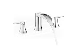 HOIGY Chrome Deck Mount Tub Faucet 3 Hole, Brass Widespread Waterfall Bathtub Faucet 2 Handle 8-16 Ins Bath Tub Faucets Set High Flow Faucet for Bathtub
