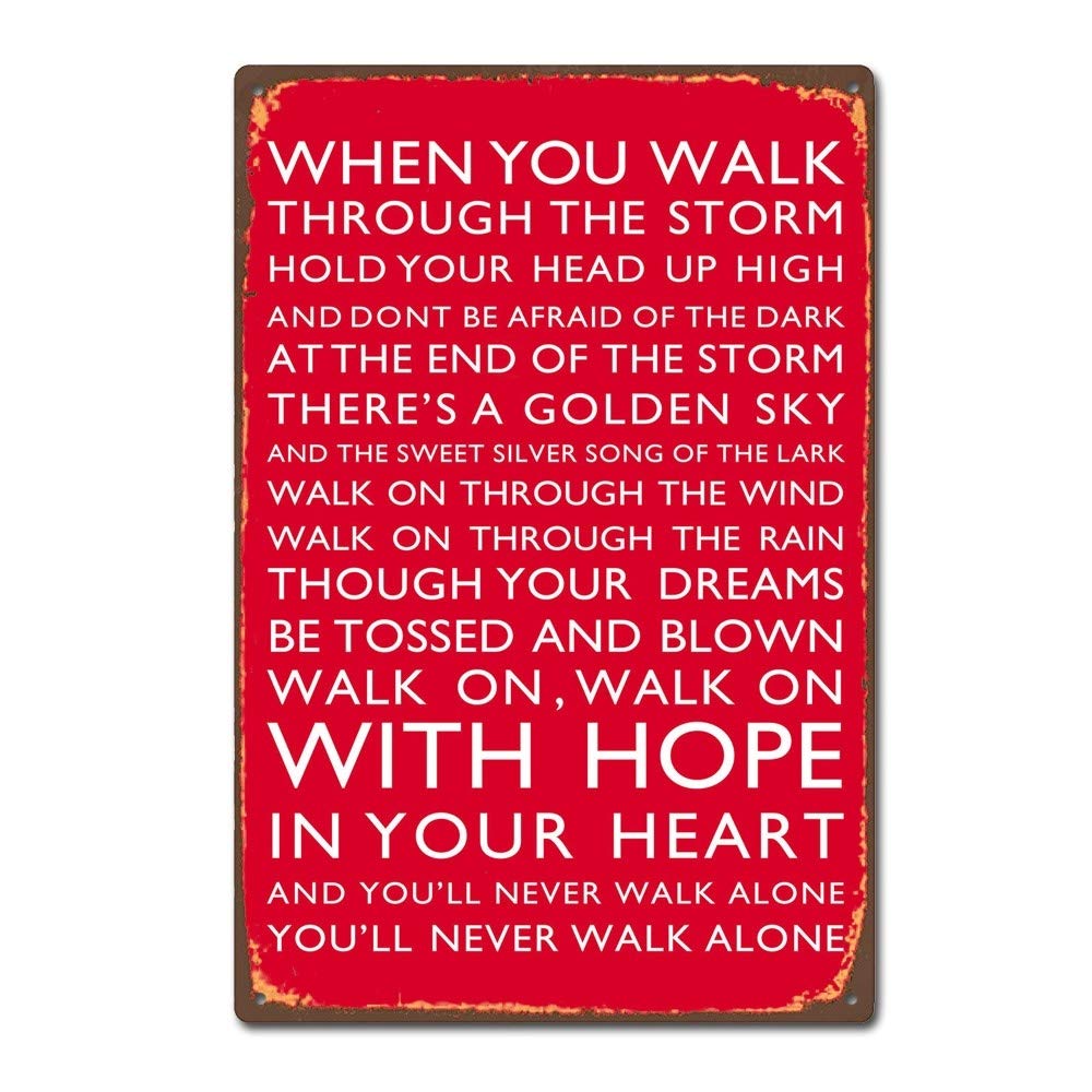 Liverpool FC 'You'll Never Walk Alone' Tin Sign - Metal Decor - Wall Sign & Poster