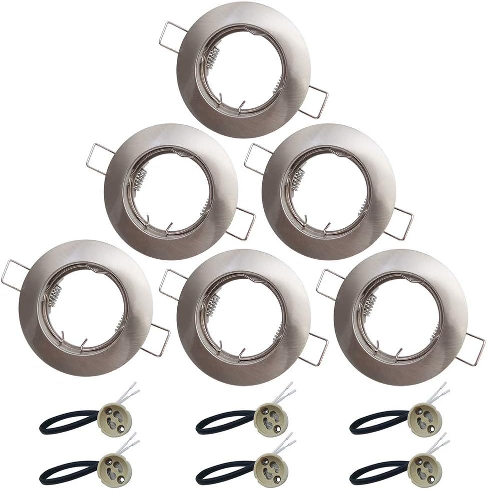 KingYH 6 Pack Round Recessed Spotlights Trim Ring Fitting GU10 Light
