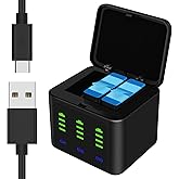 Dual Battery Charger + 2 Enduro Batteries Compatible for Go Pro Hero 12/11/10/9 Black, Triple Slot USB Charging Case with Typ