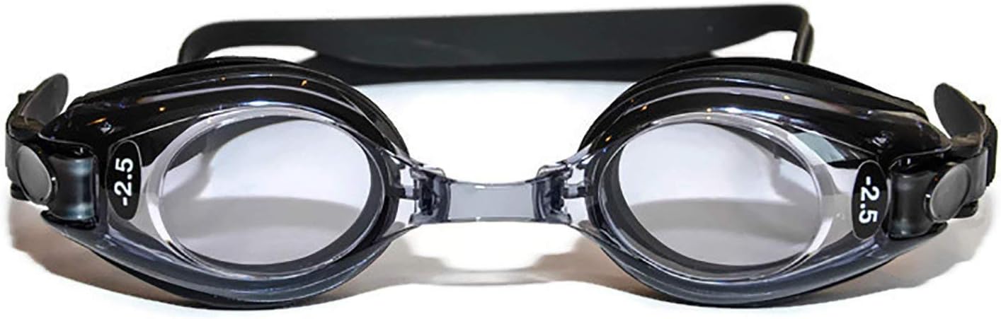 Sports Vision's Prescription Optical Swimming Goggles Kids & Adult Black Minus & Plus Powers UV Tint Kids Age 6 - 14 Adult Age 15 +