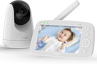 Babyphone mit Kamera, VAVA 5 Zoll Video Baby Monitor, 720P IPS HD Display, Nachtsicht, 110 ° Weitwinkel, 300M Reichweite, Zwei Wege Audio, 4500 mAh Akku, Temperatursensor, Ein-Klick-Zoom Funktion