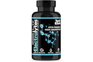 YOUTH & TONIC Complete Electrolyte Supplement Pills High Absorption | Cmax Potassium Chloride Magnesium Sodium Calcium Zinc | Boost Endurance Muscle Recovery Mental Focus | Salt Electrolytes Tablets | Keto Friendly