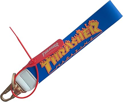 Amazon Co Jp Thrasher クリアリストレットキーチェーン ゴム製電話ストラップ クラシックオフィスバッジランヤード ファッション ウエスト装飾ランヤード 工業ベルト イエローレターキーホルダーホルダー ブルー 服 ファッション小物