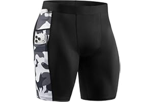 Tigersay Men's Compression Shorts with Pocket - Spandex Athletic & Running Shorts