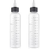 BESARME 2Pcs 4Oz Hair Oil Applicator Bottles For Scalp, Plastic Squeeze | Root Hair Dye Bottle Twist-On Top Tip Cap with Graduated Scale, Clear Soft Squeeze Bottle For Hair Oil, Dye Dispenser