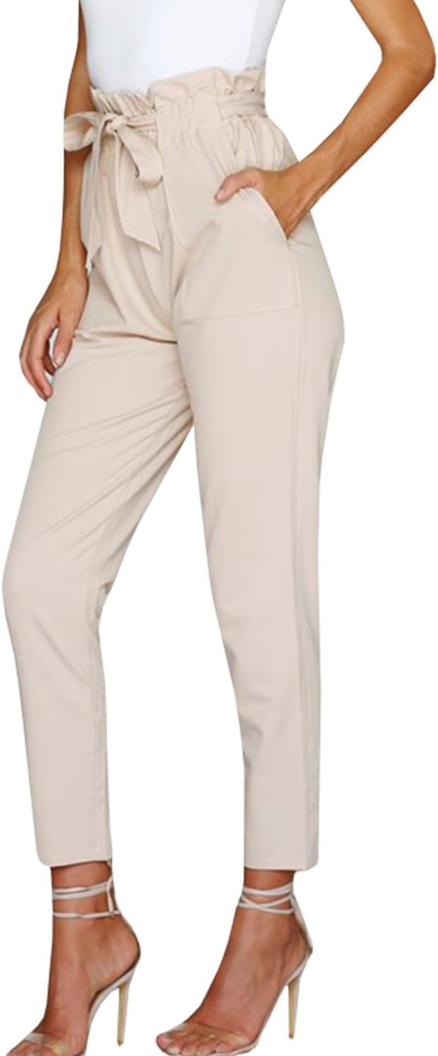 Liyuandian Womens Floral Print Stretch Belted High Waisted Skinny Pants