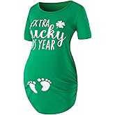 PROMOTED TO BIG SISTER Women Maternity Shirt St Patrick's Day Extra Lucky This Year Pregnancy Long Sleeve Tops