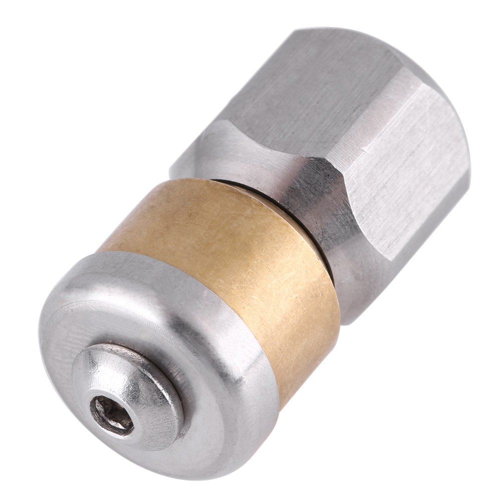 Stainless Steel Rotating Sewer Drain Cleaner Nozzle for Pressure Washer and Jetter Systems with 1/4" BSP Female Thread Heavy Duty Pipe Cleaning Tool